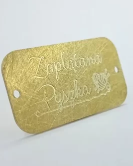 Metka mosiężna personalizowana – poplątana z otworami